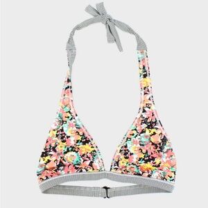 Roxy Reversible Y2K Triangle Floral Striped Bikini Top Size XS/S